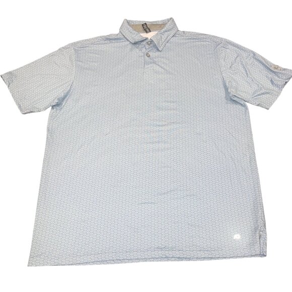 Anderson Ord Sz L Performance Golf Polo Blue Patterned Embroidered Sleeve Logo - Picture 1 of 11